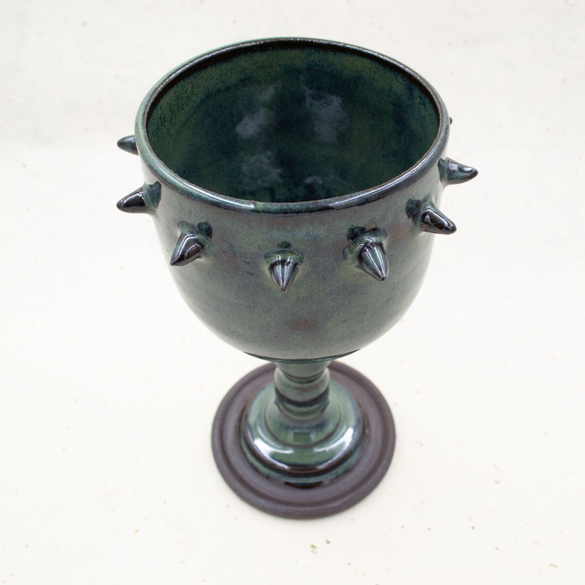Green Spike Ceramic Goblet