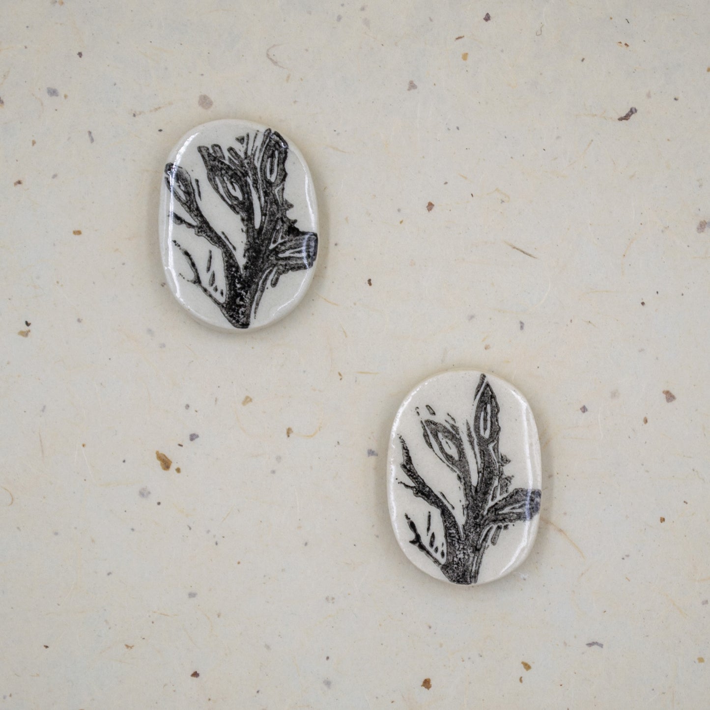 Leaf Block Printed Ceramic Magnet